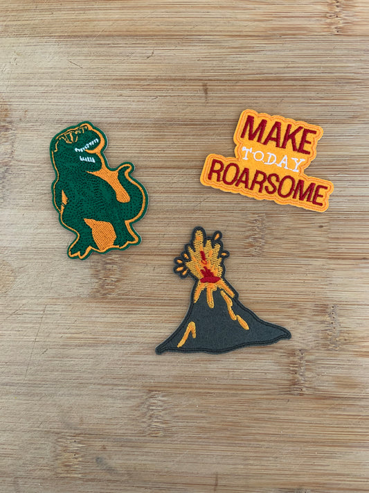 Dinosaur themed embroidery patches 