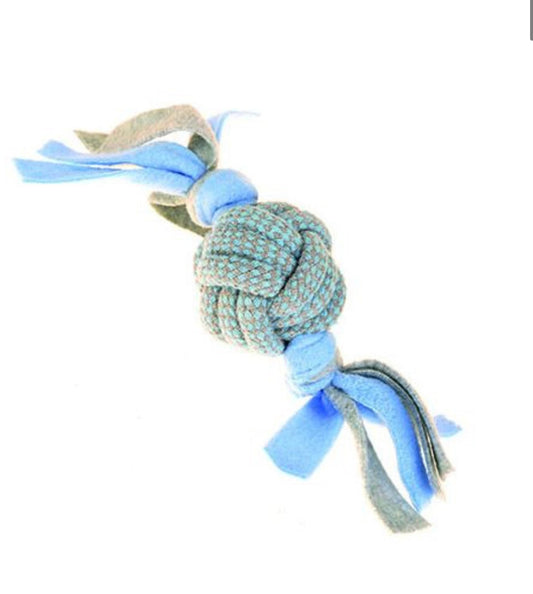 Little Rascals Rope Ball and Tugger Blue - The Dotty Dog Co